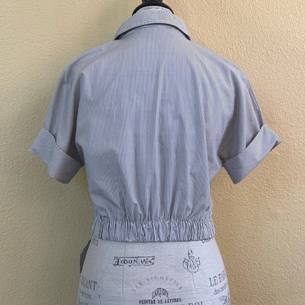 Aritzia Babaton “Ozana” Faux Wrap Striped Blouse Size Small New Without Tags! - Picture 8 of 12